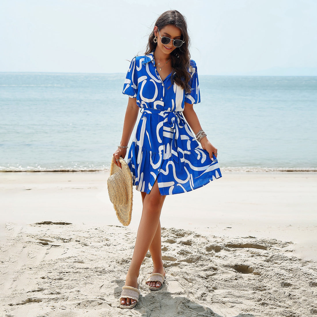 Dress Spring/Summer elegance printed short sleeve dress eprolo