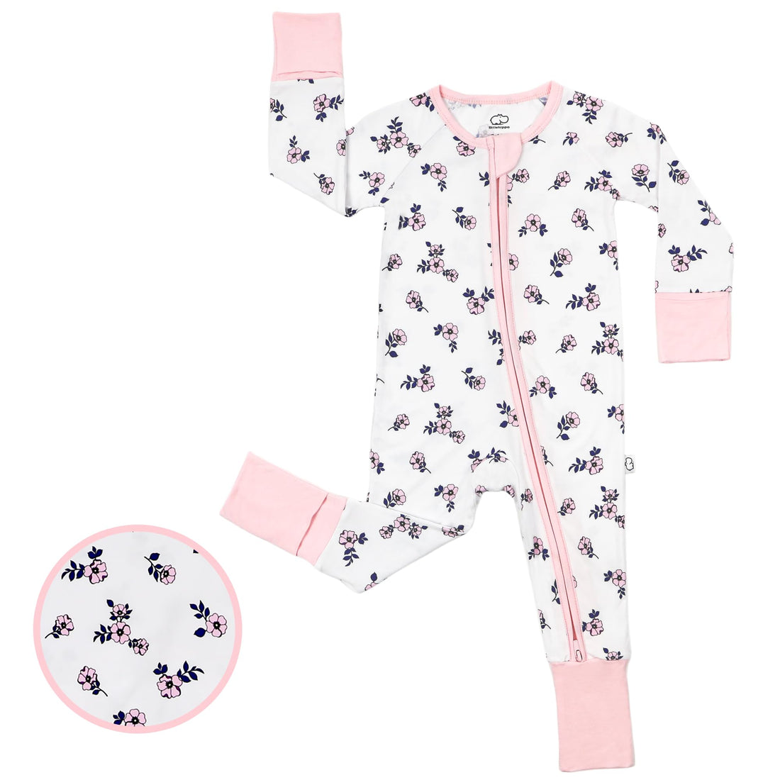 LittleHippo 2-Way Zipper Bamboo Romper, Soft Spandex & Bamboo Viscose One Piece Pajamas, Newborn, Baby Boys & Girls, Kids (Sweet Magnolia, 6-12 Months) LittleHippo