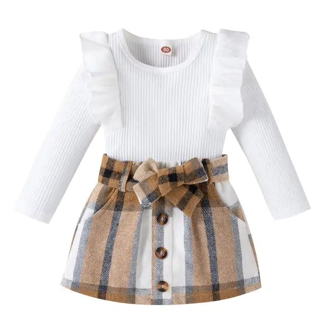 Baby Girl Ribbed Fall Skirt with Bow Little Steps Baby Boutique