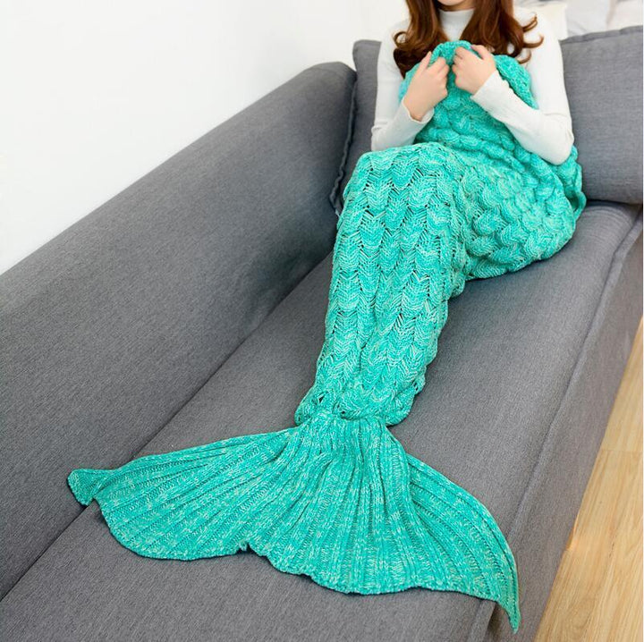 Mermaid Blanket Blankets Knitting Fish Tail Blanket Sofa Cover Birthday Gifts For Girls eprolo