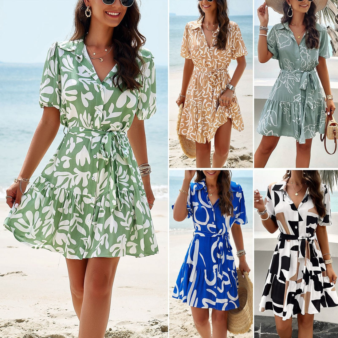 Dress Spring/Summer elegance printed short sleeve dress eprolo