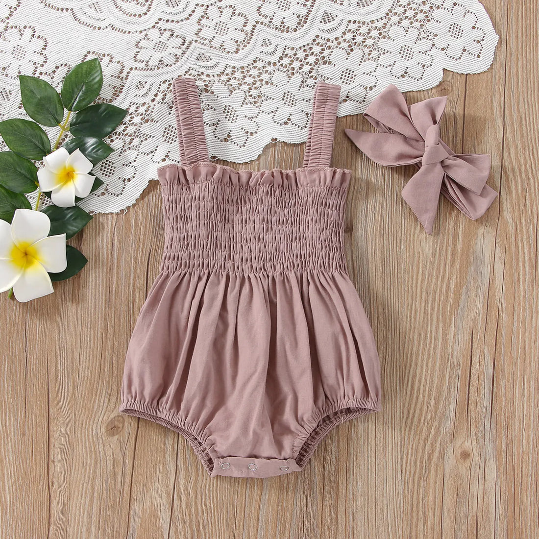 Baby Girls Summer Elastic Romper with Bow Little Steps Baby Boutique