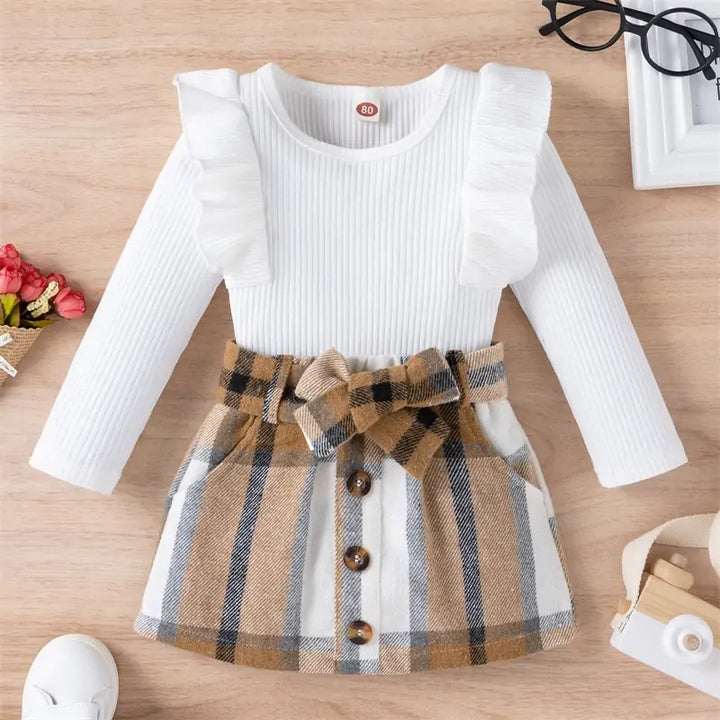 Baby Girl Ribbed Fall Skirt with Bow Little Steps Baby Boutique