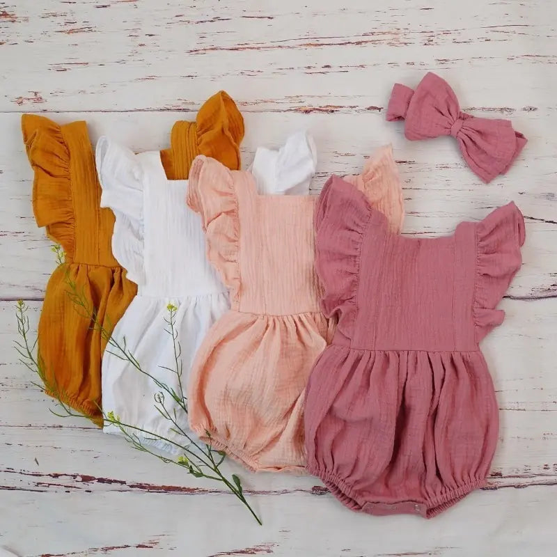 Organic Cotton Summer Baby Girl Rompers Little Steps Baby Boutique